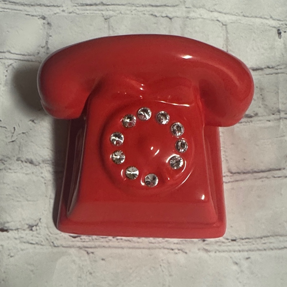 Jeweled Red Rotary Telephone Pier 1 Imports Ceramic Coin Bank
